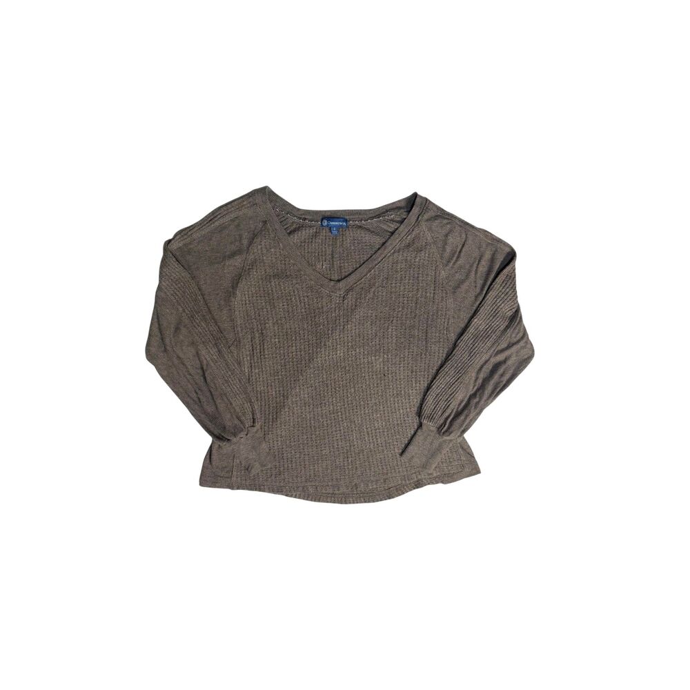Democracy Brown Waffle Knit Thermal Indie Granola Hippie Boho Minimalist S
